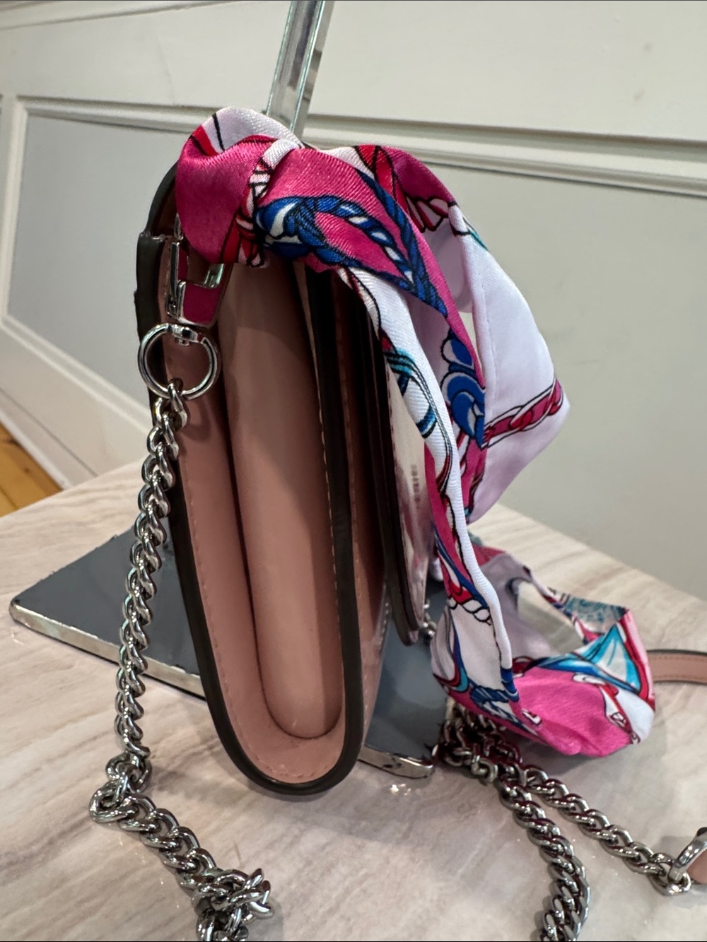 Tory Burch Bag Emerson Pink Patent Leather Chain Shoulder Bag - Picture 6 of 17